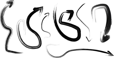 Hand drawn creative brush stroke arrow vector set elements