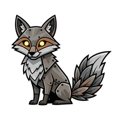 Obraz premium Steampunk Fox Character, Vintage Robot Animal, Fantasy Illustration for Kids, Mechanical Fox Art, Whimsical Animal Design