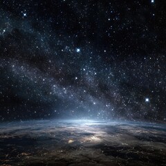 Earth's vast expanse, a cosmic view, with stars and galaxies