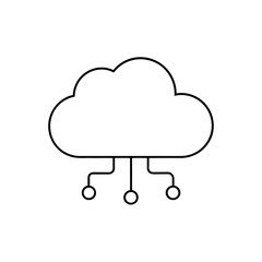 cloud computing icon line art vector illustration on transparent background