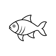 fish icon line art vector illustration on transparent background
