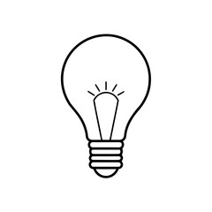 light bulb idea icon line art vector illustration on transparent background