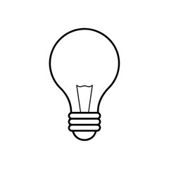 light bulb icon line art vector illustration on transparent background