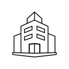 office building icon line art vector illustration transparent background