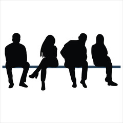 Diverse Group of People Silhouettes Standing and Sitting