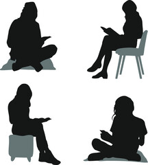 Elegant Woman Sitting on a Chair Silhouette