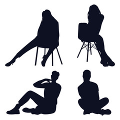 Elegant Woman Sitting on a Chair Silhouette