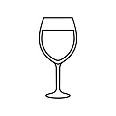 wine glass icon line art vector illustration on transparent background