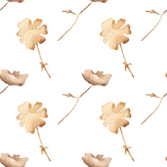 Orange flower pattern on a white background. Hand-drawn illustration. Perfect for autumn.