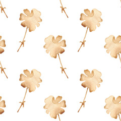 Orange flower pattern on a white background. Hand-drawn illustration. Perfect for autumn.