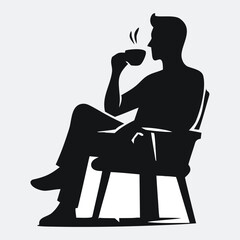 Thoughtful Man Sitting on a Chair Silhouette