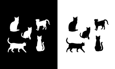 cat silhouette set vector illustration, cat silhouette black vector, illustration, cat, cats, animal, wildlife animal silhouette, silhouettes, silhouette, black, vector, design, illustration, symbol,
