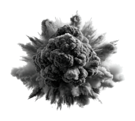 Explosive eruption of smoke and ash digital abstract environment isolated on transparent background