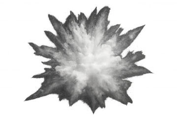 Obraz premium White powder explosion creating burst of dust particles and smoke effect on transparent background