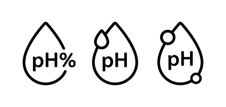 PH balance icon. Neutral water level. Water PH measure. Neutral balance skin. Drop line icon set. Healthcare design web symbol. Vector illustration isolated on white background.