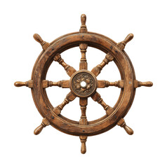 Nautical steering wheel home wooden craft isolated on transparent background