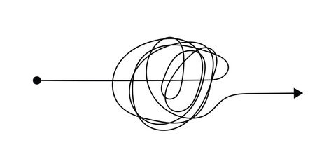 Doodle clew messy tangle. Chaos lines, hand drawing tangled clew, insane mess scribble, confused brain thinking doodle, clutter complicated concept. Squiggles and scrawl vector set in eps 10.