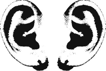 ear halftone stipple effect perfect for urban design. vector png transparent, auricle 2000s photocopy effect tattoo aesthetic