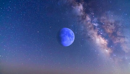 Blue Planet Amidst a Starry Galaxy - A Cosmic Vision.