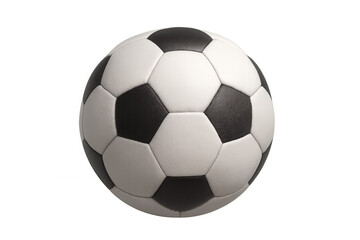 Fototapeta premium Soccer ball on a transparent background, featuring a traditional black and white panel design, ready for sport and game play