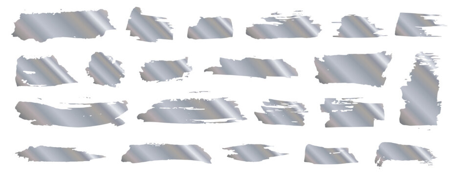 Silver grungy scratches collection isolated on white background. Scribble textures for lottery scratch