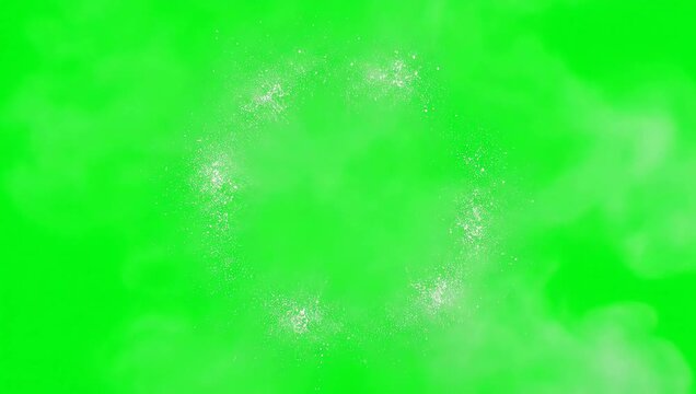 Smoke Ring Animation on Green Screen Background Visual Effect.
