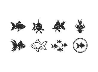 Collection of Stylized Goldfish Icons.