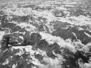 Vista View of the Alps Blanketed in Winter Clouds