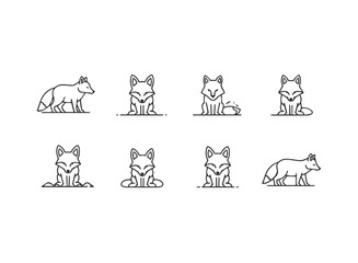 Minimalist Fox Line Art Collection.