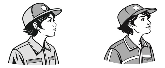 Minimal Vector Illustration of Worker in Uniform and Cap – Service and Delivery Icon