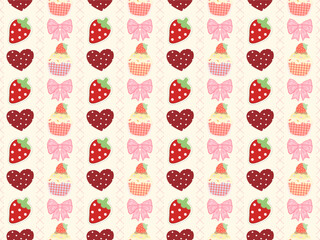 seamless pattern with bow and hearts