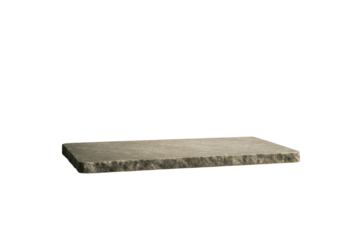 Rectangular stone slab with rough edges isolated on white background, clean layout element for food or product display, abstract design. Ai generative