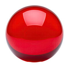 A glossy red sphere with highlights and reflections, against a pure black background