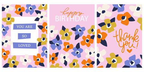 Bright floral greeting card set