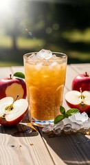 Refreshing Apple Juice Drink on a Sunny Day.