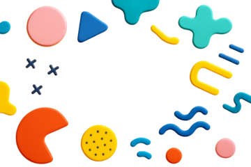 Colorful geometric abstract elements in playful style isolated on white background, perfect for modern design layout or collage template. Ai generative