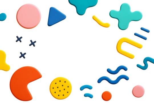 Colorful geometric abstract elements in playful style isolated on white background, perfect for modern design layout or collage template. Ai generative