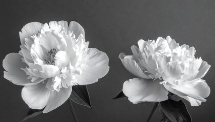 Monochrome Peony Duo - A Study in Floral Elegance.
