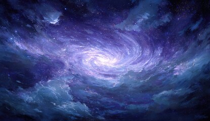 Vast spiral galaxy, swirling nebulae, deep space, vibrant cosmic colors