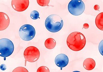 Red and Blue Watercolor Circles Pattern.