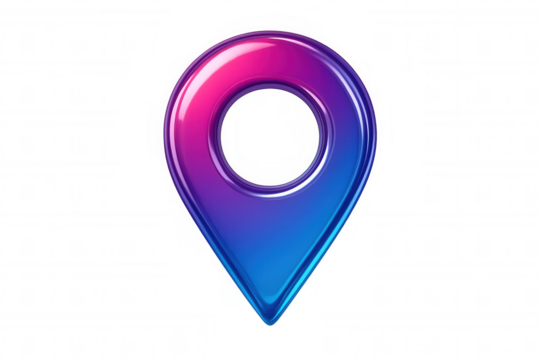 3d location pin icon with gradient blues and pinks, illustrating navigation, travel, and point of interest