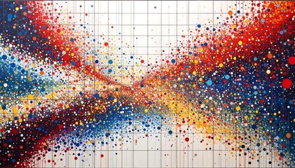 Abstract colorful dots on grid