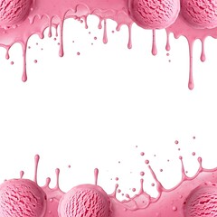 Pink Ice Cream Drizzle Background.