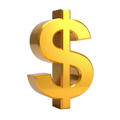 Obraz premium Glossy golden three-dimensional dollar sign floating against a black background
