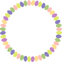 Painted Easter eggs frame with empty space. Copy space on transparent background. Easter egg hunt