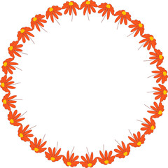 Wreath frame with colorful flower elements. Trendy graphic template. Cute empty frame box