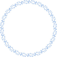 Doodle fish frame. Vector sea life template for text. Simple baby shower template element for design