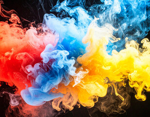鮮やかなカラフルな煙が広がる素材