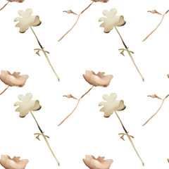 Orange flower pattern on a white background. Hand-drawn illustration. Perfect for autumn.