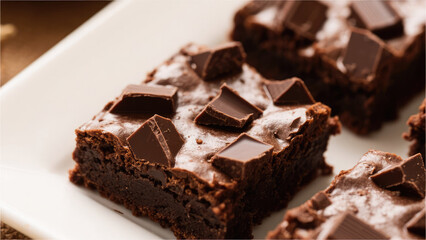 Rich Chocolate Brownie: Savor the decadence of a freshly baked brownie, a symphony of rich chocolate flavor and textures, captured in a high-angle shot that will tantalize your taste buds.